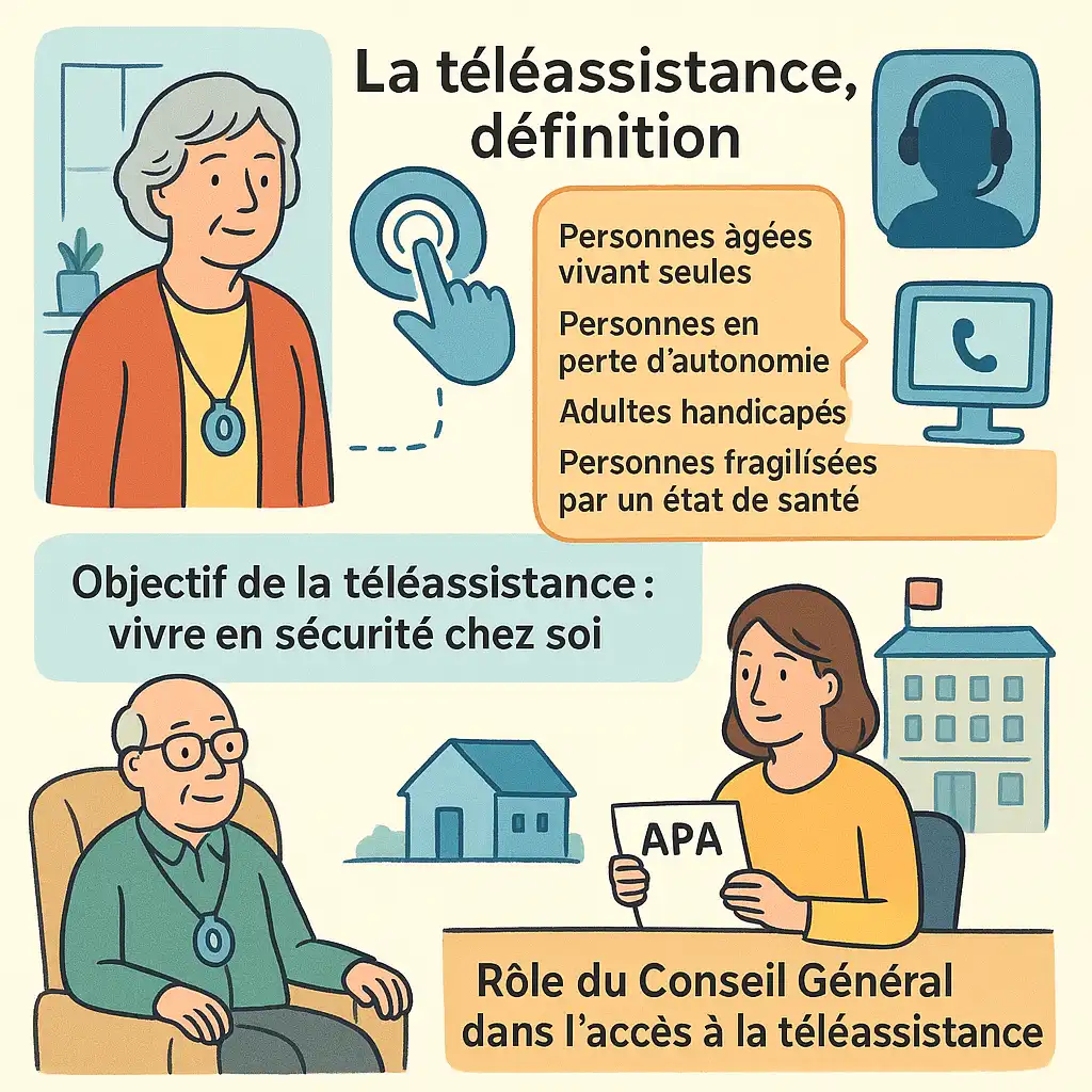 Téléassistance pour sécurité à domicile des personnes fragiles.